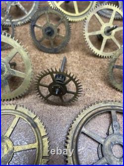 1 New Haven Seth Thomas CLOCK MOVEMENT & Old Gears, 6 Set Of Brass Plates 1 New Haven Seth Thomas CLOCK MOVEMENT & Old Gears, 6 Set Of Brass Plates