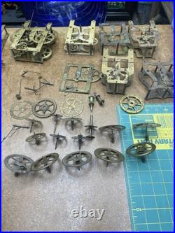 1 New Haven Seth Thomas CLOCK MOVEMENT & Old Gears, 6 Set Of Brass Plates 1 New Haven Seth Thomas CLOCK MOVEMENT & Old Gears, 6 Set Of Brass Plates