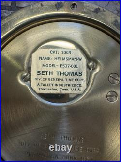 2SA2 Seth Thomas Helmsman Ships Clock 1008 E537-001, Wood Stand & Key, Running