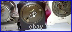 3 Small Antique Vanity Clocks Variety, Seth Thomas Gilbert & German Music Box