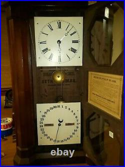 #42 Antique Seth'Parlor Calendar' Double Dial, Calendar Clock. C1863
