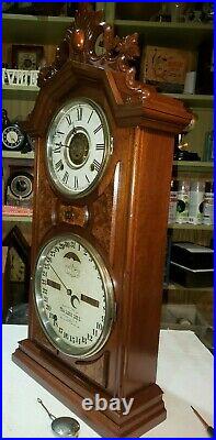 #556 Antique Ithaca No. 8 Double Dial Calendar Clock With ALARM