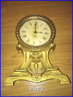 ANTIQUE 1870s 10 Seth Thomas Mantle CLOCK SOLID BRONZE OWL EDWARDIAN NOUVEAU