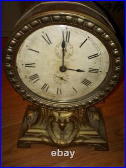 ANTIQUE 1870s 10 Seth Thomas Mantle CLOCK SOLID BRONZE OWL EDWARDIAN NOUVEAU