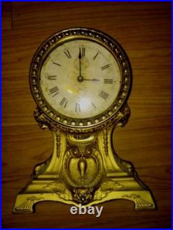 ANTIQUE 1870s 10 Seth Thomas Mantle CLOCK SOLID BRONZE OWL EDWARDIAN NOUVEAU