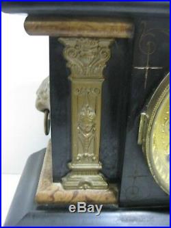 ANTIQUE 1880 Seth Thomas #102 Adamantine Mantle Clock with Key