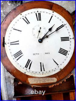 ANTIQUE SETH THOMAS #2 OAK REGULATOR CLOCK With ROMAN NUMERALS