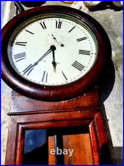 ANTIQUE SETH THOMAS #2 OAK REGULATOR CLOCK With ROMAN NUMERALS