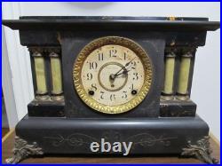 ANTIQUE SETH THOMAS 4 PILLAR ADAMANTINE MANTLE CLOCK With89C MOVEMENT READ F/S
