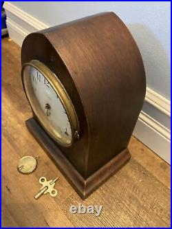 ANTIQUE SETH THOMAS CHIMING Cathedral BEEHIVE CLOCK w Pendulum Weight & Key