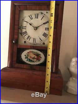 ANTIQUE SETH THOMAS COTTAGE STYLE MANTLE CLOCK 1870 Sea Shell Painted Door