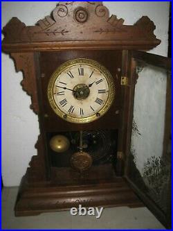 ANTIQUE SETH THOMAS DOVER CITY SERIES WALNUT SHELF PARLOR CLOCK WORKING c. 1884