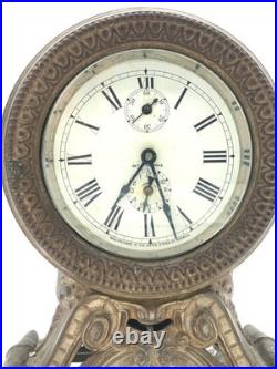 ANTIQUE SETH THOMAS METAL TABLE LONG ALARM CLOCK CIRCA 1909 FOR REPAIR Fix UP