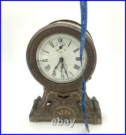 ANTIQUE SETH THOMAS METAL TABLE LONG ALARM CLOCK CIRCA 1909 FOR REPAIR Fix UP