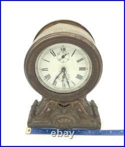 ANTIQUE SETH THOMAS METAL TABLE LONG ALARM CLOCK CIRCA 1909 FOR REPAIR Fix UP