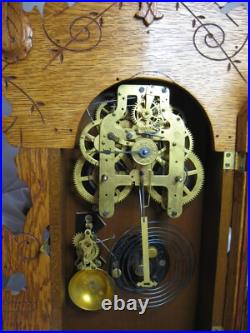 ANTIQUE SETH THOMAS OAK KITCHEN MANTEL CLOCK with ALARM