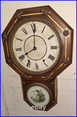 ANTIQUE SETH THOMAS OFFICE No. 3 WALL CHIME CLOCK WORKING 8 DAY DATED 1888 A