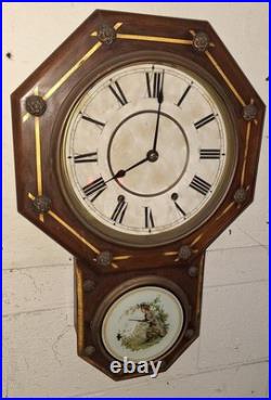 ANTIQUE SETH THOMAS OFFICE No. 3 WALL CHIME CLOCK WORKING 8 DAY DATED 1888 A