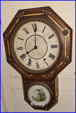 ANTIQUE SETH THOMAS OFFICE No. 3 WALL CHIME CLOCK WORKING 8 DAY DATED 1888 A