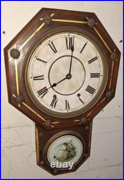 ANTIQUE SETH THOMAS OFFICE No. 3 WALL CHIME CLOCK WORKING 8 DAY DATED 1888 A
