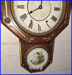 ANTIQUE SETH THOMAS OFFICE No. 3 WALL CHIME CLOCK WORKING 8 DAY DATED 1888 A