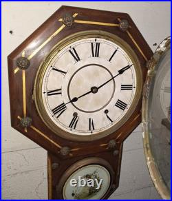 ANTIQUE SETH THOMAS OFFICE No. 3 WALL CHIME CLOCK WORKING 8 DAY DATED 1888 A