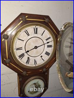 ANTIQUE SETH THOMAS OFFICE No. 3 WALL CHIME CLOCK WORKING 8 DAY DATED 1888 A