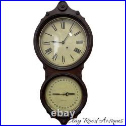 ANTIQUE SETH THOMAS OFFICE No. 6 CALENDAR DOUBLE-DIAL WALL CLOCK rosewood 8 DAY