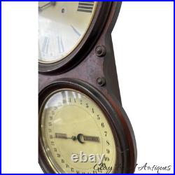ANTIQUE SETH THOMAS OFFICE No. 6 CALENDAR DOUBLE-DIAL WALL CLOCK rosewood 8 DAY