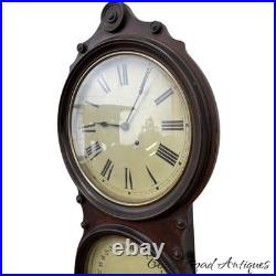 ANTIQUE SETH THOMAS OFFICE No. 6 CALENDAR DOUBLE-DIAL WALL CLOCK rosewood 8 DAY