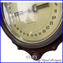 ANTIQUE SETH THOMAS OFFICE No. 6 CALENDAR DOUBLE-DIAL WALL CLOCK rosewood 8 DAY