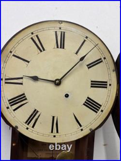 ANTIQUE SETH THOMAS OFFICE No. 6 CALENDAR DOUBLE-DIAL WALL CLOCK rosewood 8 DAY