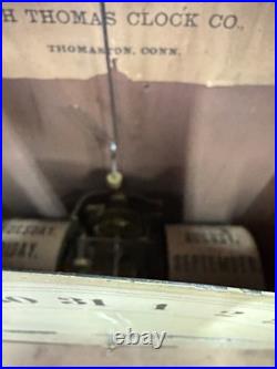 ANTIQUE SETH THOMAS OFFICE No. 6 CALENDAR DOUBLE-DIAL WALL CLOCK rosewood 8 DAY