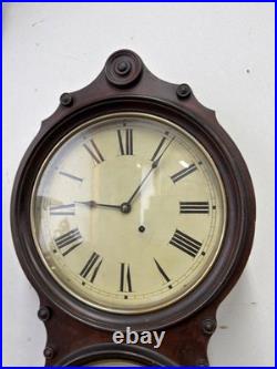 ANTIQUE SETH THOMAS OFFICE No. 6 CALENDAR DOUBLE-DIAL WALL CLOCK rosewood 8 DAY