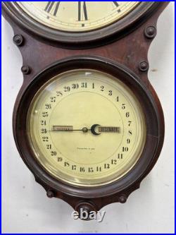 ANTIQUE SETH THOMAS OFFICE No. 6 CALENDAR DOUBLE-DIAL WALL CLOCK rosewood 8 DAY