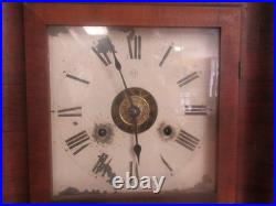 ANTIQUE SETH THOMAS OGEE WALL CLOCK With WEIGHTS PENDULUM & KEY PAINTED KIDS PLAY