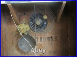 ANTIQUE SETH THOMAS OGEE WALL CLOCK With WEIGHTS PENDULUM & KEY PAINTED KIDS PLAY