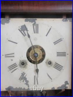 ANTIQUE SETH THOMAS OGEE WALL CLOCK With WEIGHTS PENDULUM & KEY PAINTED KIDS PLAY