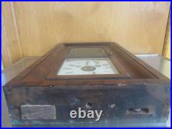 ANTIQUE SETH THOMAS OGEE WALL CLOCK With WEIGHTS PENDULUM & KEY PAINTED KIDS PLAY
