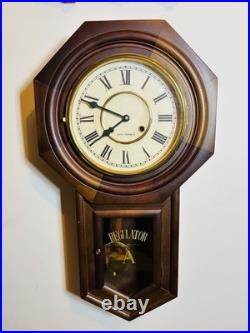 ANTIQUE SETH THOMAS REGULATOR WAll CLOCK 29 x 16 Walnut or Mahogany WORKS