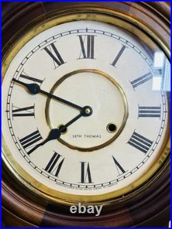 ANTIQUE SETH THOMAS REGULATOR WAll CLOCK 29 x 16 Walnut or Mahogany WORKS