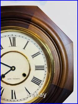 ANTIQUE SETH THOMAS REGULATOR WAll CLOCK 29 x 16 Walnut or Mahogany WORKS