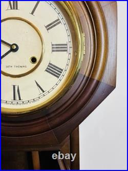 ANTIQUE SETH THOMAS REGULATOR WAll CLOCK 29 x 16 Walnut or Mahogany WORKS