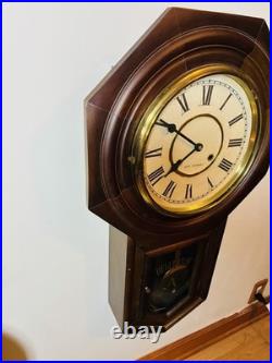 ANTIQUE SETH THOMAS REGULATOR WAll CLOCK 29 x 16 Walnut or Mahogany WORKS