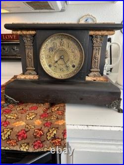 ANTIQUE Seth Thomas Mantle Clock With2 Keys Pendulum Chime Adamantine Untested