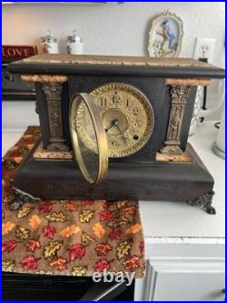 ANTIQUE Seth Thomas Mantle Clock With2 Keys Pendulum Chime Adamantine Untested