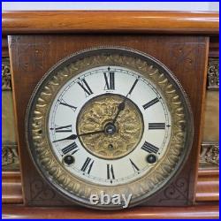 ANTIQUE Seth Thomas TRENT Mantle Clock With Key And Pendulum TESTED & WORKS