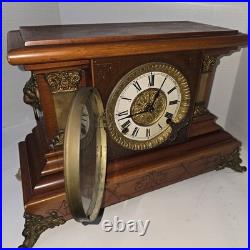 ANTIQUE Seth Thomas TRENT Mantle Clock With Key And Pendulum TESTED & WORKS