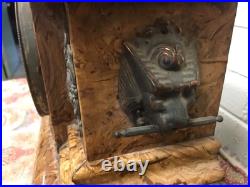 ANTIQUE VTG SETH THOMAS BURL WOOD VENEER MANTLE CLOCK BRASS ACCENTS WithKEY ANTIQUE VTG SETH THOMAS BURL WOOD VENEER MANTLE CLOCK BRASS ACCENTS WithKEY