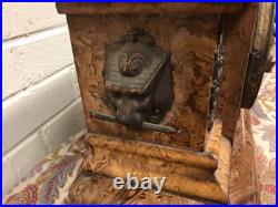ANTIQUE VTG SETH THOMAS BURL WOOD VENEER MANTLE CLOCK BRASS ACCENTS WithKEY ANTIQUE VTG SETH THOMAS BURL WOOD VENEER MANTLE CLOCK BRASS ACCENTS WithKEY